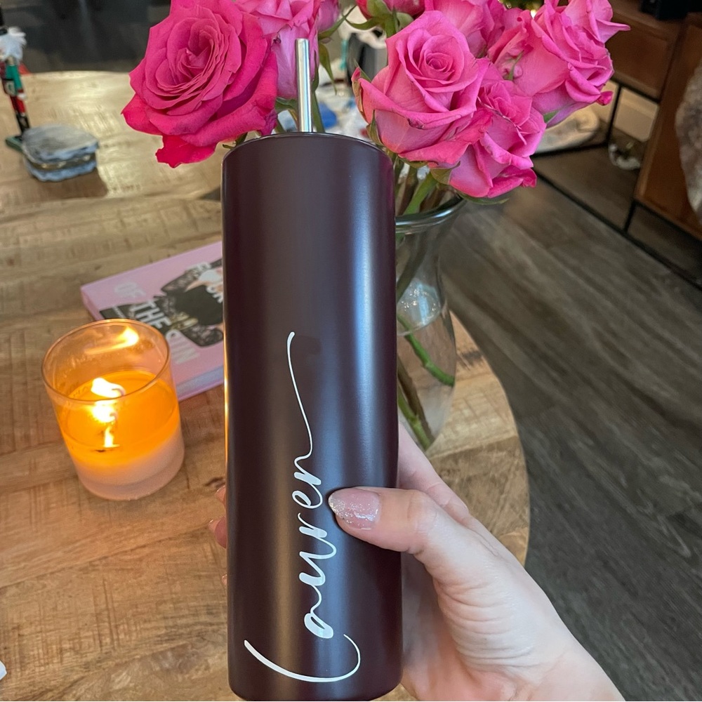 NWOT Lauren tumbler with Straw (Color: Plum)